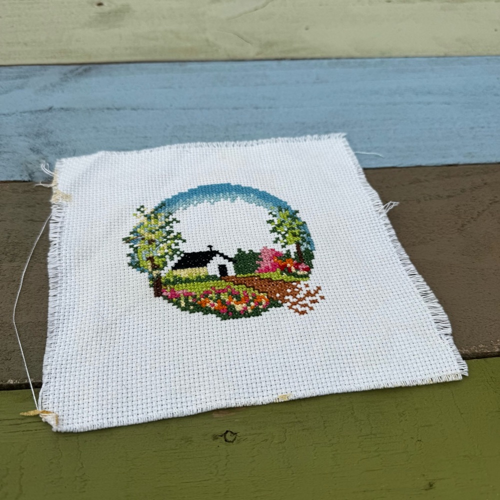 Country Church Scene Cross Stitch